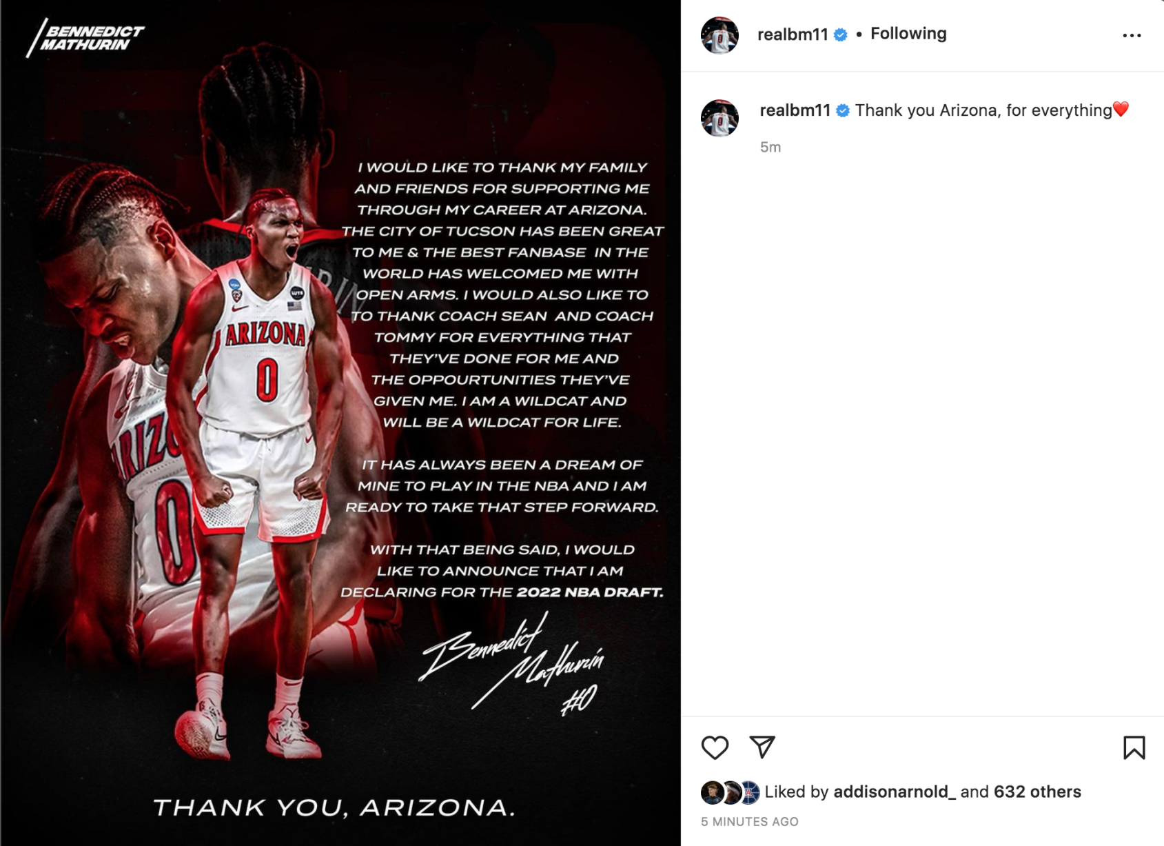Bennedict Mathurin NBA Draft declaration
